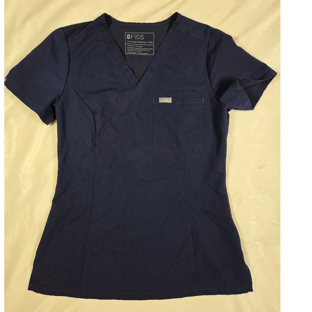 FIGS Slim Catarina One-Pocket Scrub Top Women XXS Navy Blue⁴